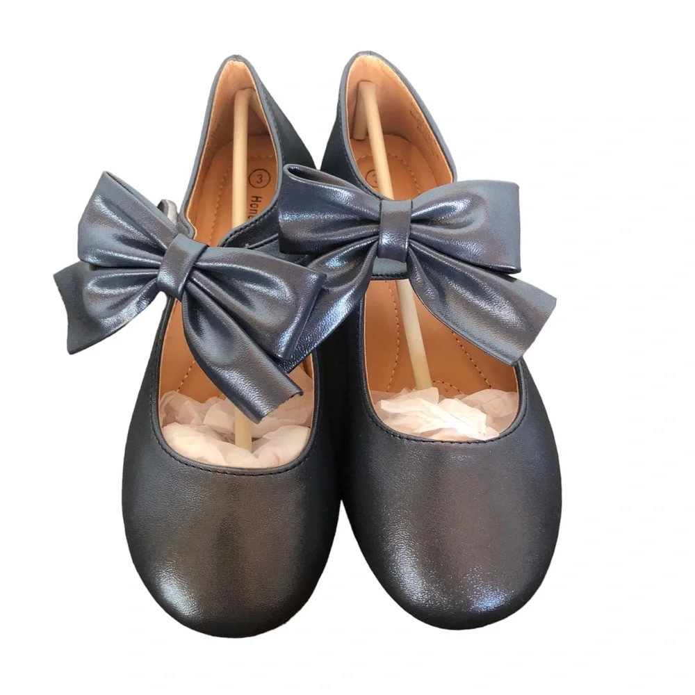 Honey Bunny Blue Sparkly Big Bow Ballet Flats size 3
